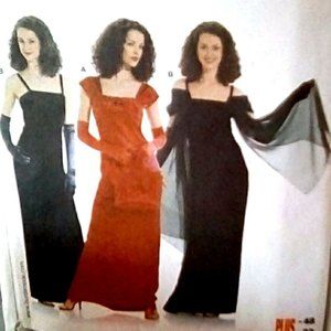 RETRO 80's Dress Pattern/GOTH/VINTAGE INSPIRED EVENING DRESS with Stole/Sheath